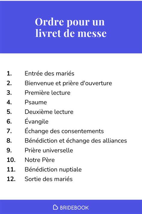 Infographie sur la structure d’un livret de messe