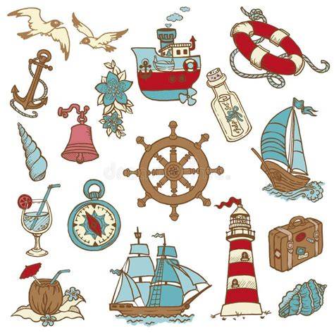 illustration faire-part marin et éléments nautiques