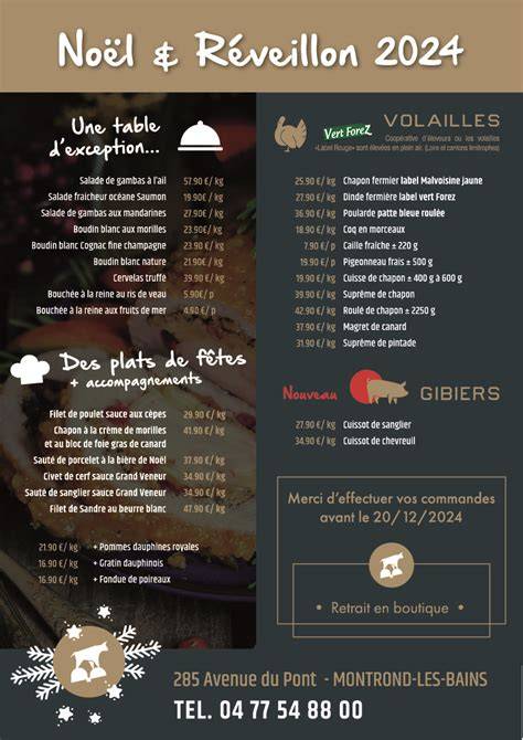 Carte des établissements proposant menus de réveillon