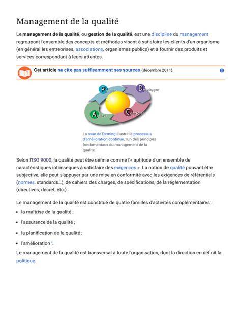 Qualité et management: histoire et outils