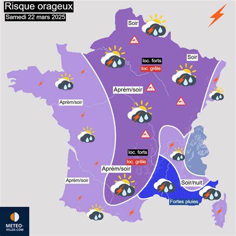 carte des prévisions orages et soleil