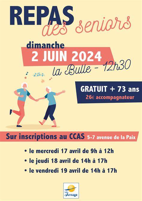 Animation des repas pour seniors (affiche typique)