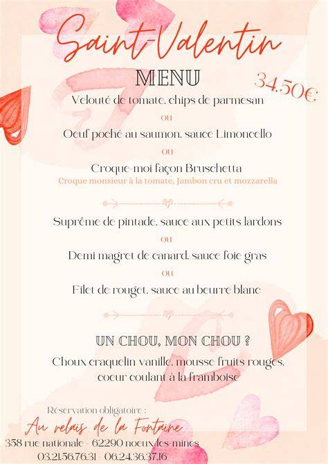 illustration menu Saint-Valentin février
