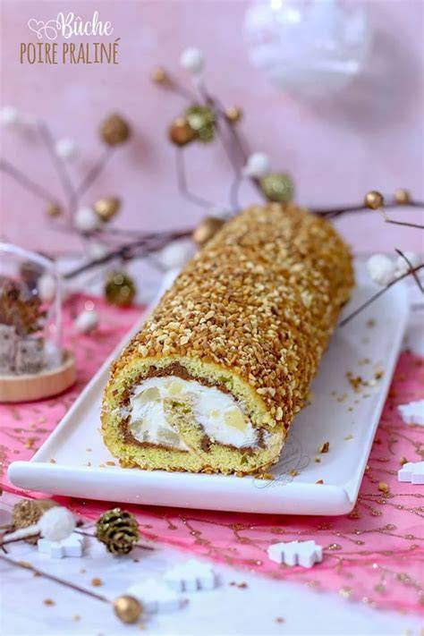 illustration bûche poire praliné étapes