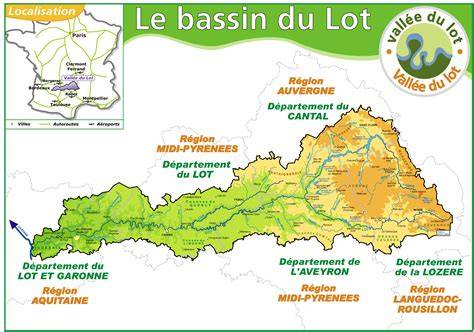 carte du bassin versant et vallée du Lot