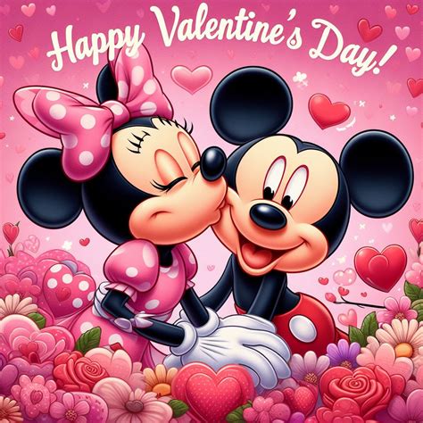 Carte Saint-Valentin Mickey et Minnie illustration