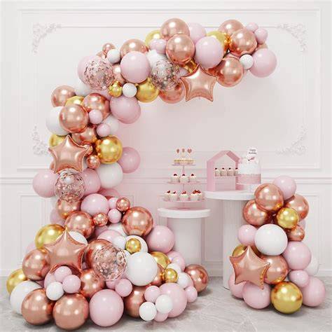 arche de ballon rose et or design contemporain