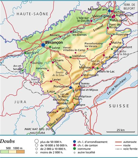 carte des sites touristiques Doubs