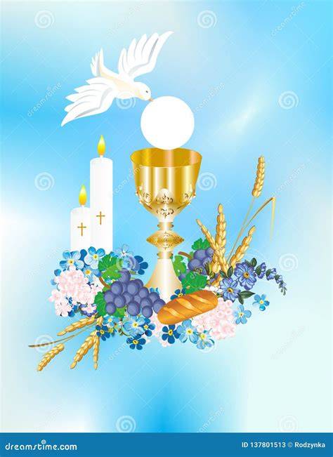 illustration aubes de communion et symboles