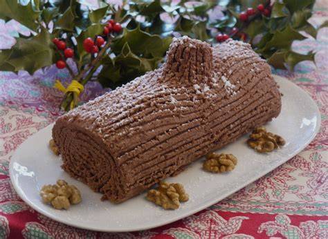 illustration bûche chocolat marrons