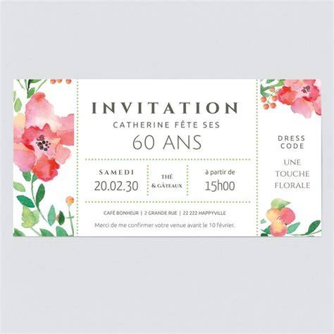 Carte invitation anniversaire 60 ans design bohème