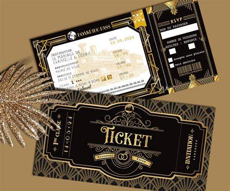 Invitation graphique années 20 doré et noir