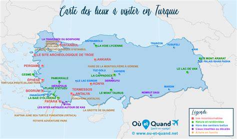 Carte des lieux romantiques en Turquie