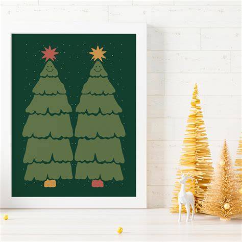 Affiche sapins Noёl illustration