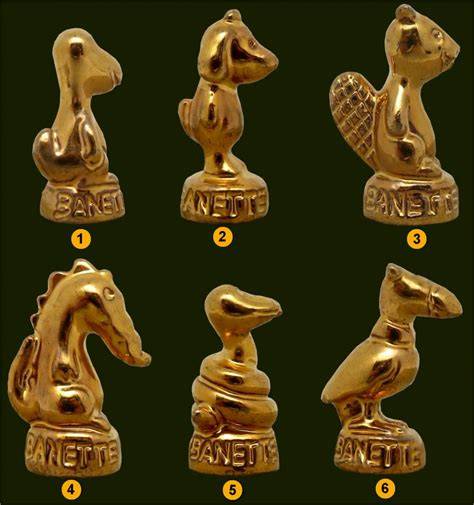 Six fèves Banette dorées avec marquage