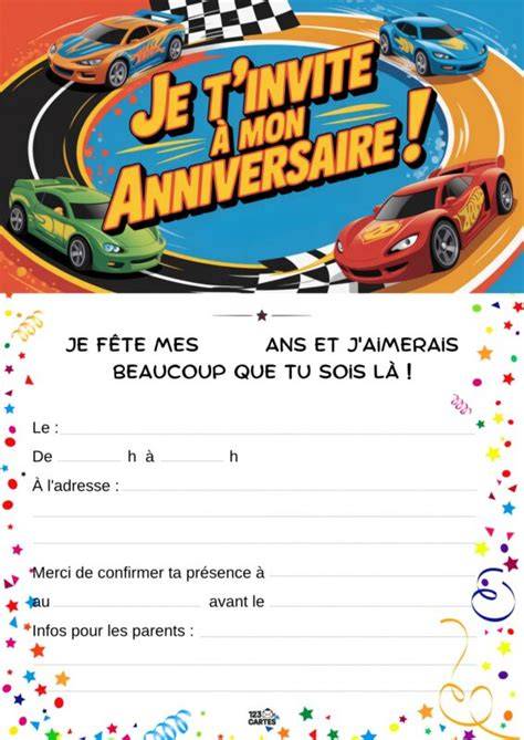 invitations voitures miniatures devant carte