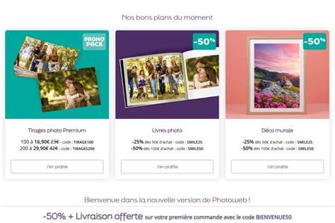 grille des promotions Photoweb et cashback