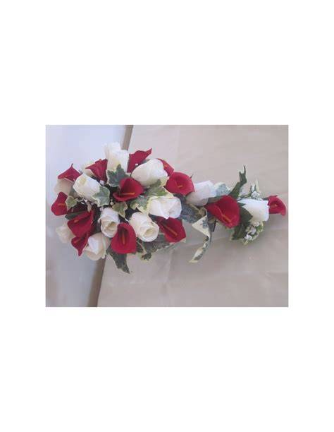 arums et roses mariage composition