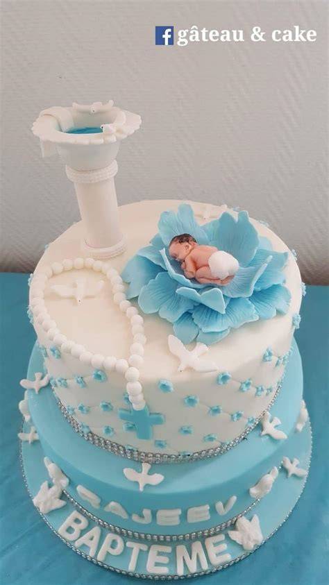 Gâteau baptême garçon Génoise glaçage