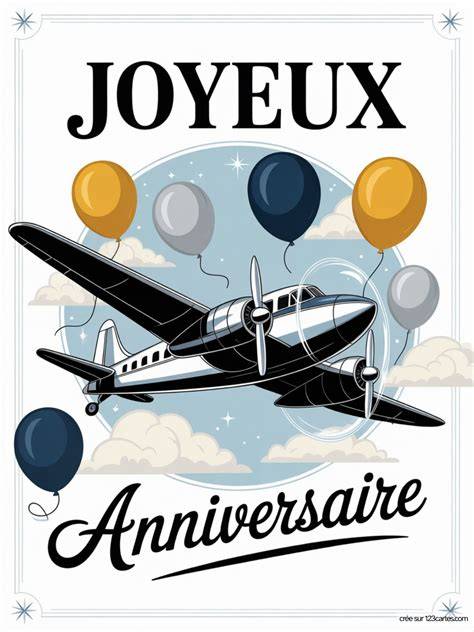 carte anniversaire avion design dynamique