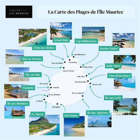 explication carte des plages et îles mauriciennes