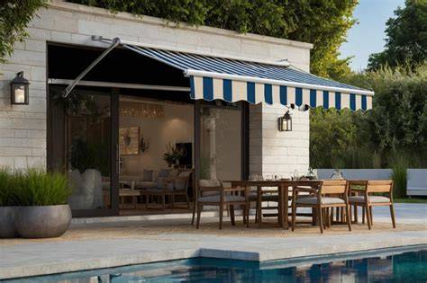 image de terrasse ombragée et salle élégante