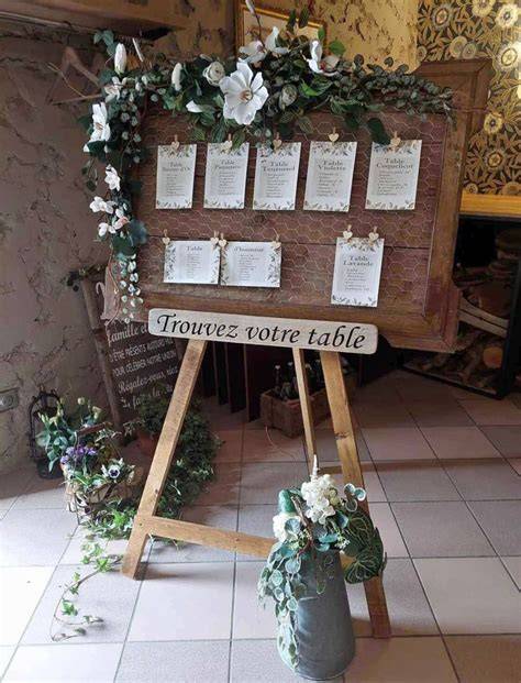 Plan de table avec grillage et gypsophile
