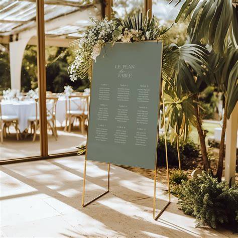 affiche plan de table grand format doré