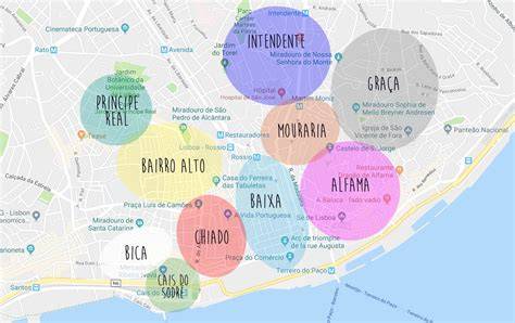 carte des quartiers centraux de Lisbonne pour le carnaval