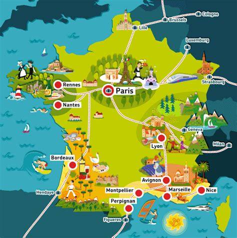 carte des destinations françaises en été