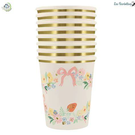 Gobelets dorés Fleuris Pour Noces dOr