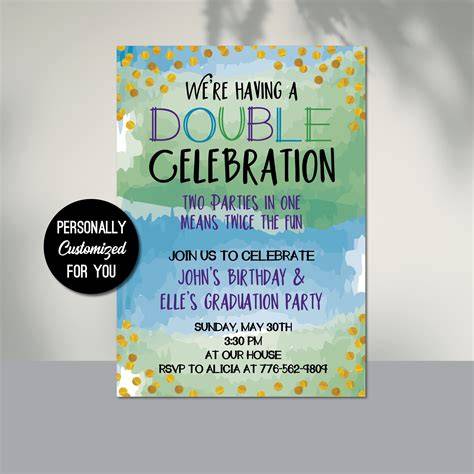 invitations double anniversaire couleurs duo