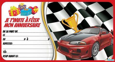 Invitation anniversaire garçon voiture Formule 1