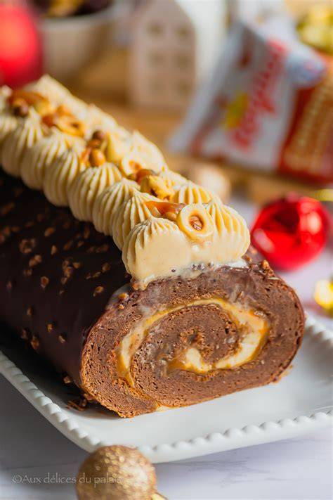 image bûche chocolat rocher mise en scène