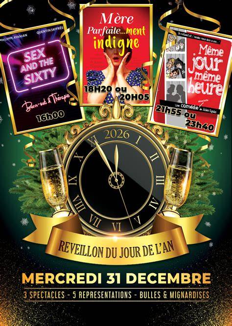 affiche spectacle comédie noire réveillon