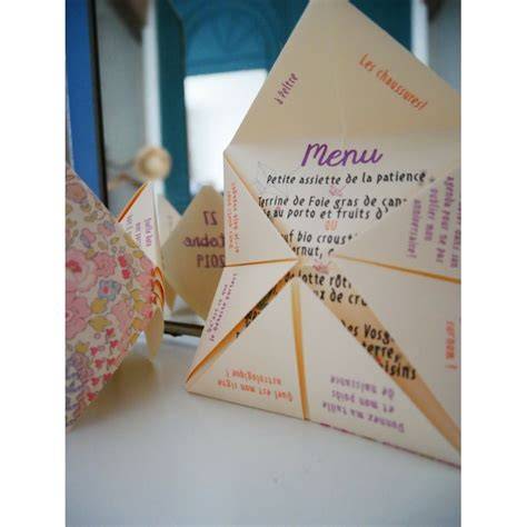cocotte en papier pour menu interactif