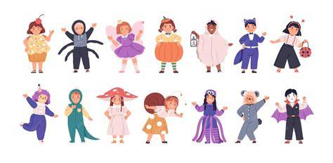 illustration costumes enfants thème Halloween et super-héros
