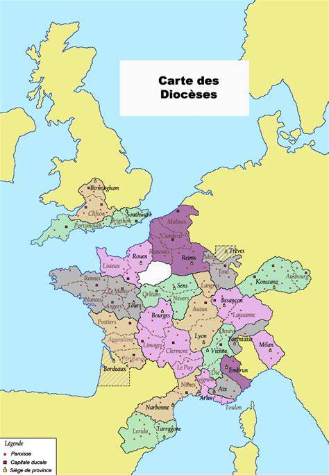 carte des diocèses et cathédrales du Berry