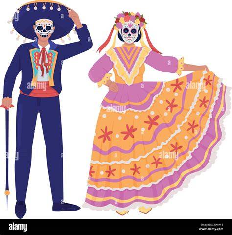 illustration costumes mexicains et couleurs drapeau