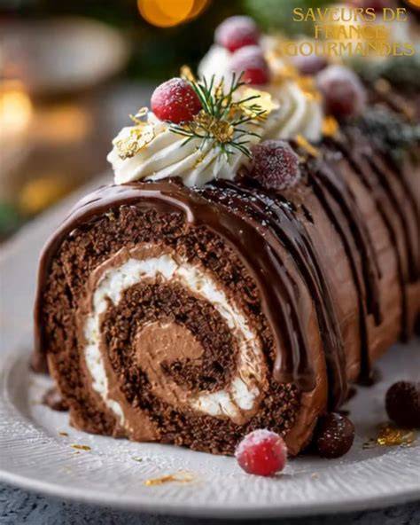 bûche chocolate fondant décor paillettes