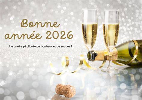 Cartes de bonne année coupes champagne