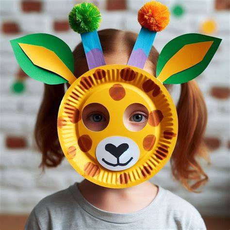Masque animalier fabriqué avec assiette carton