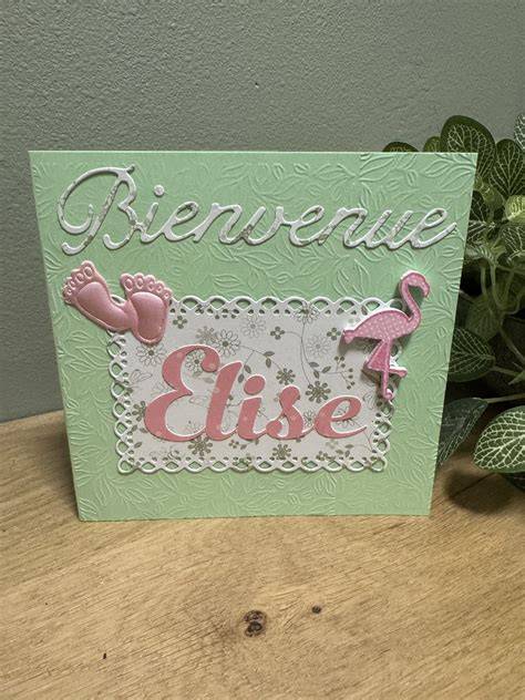 Carte naissance gris rose élégante