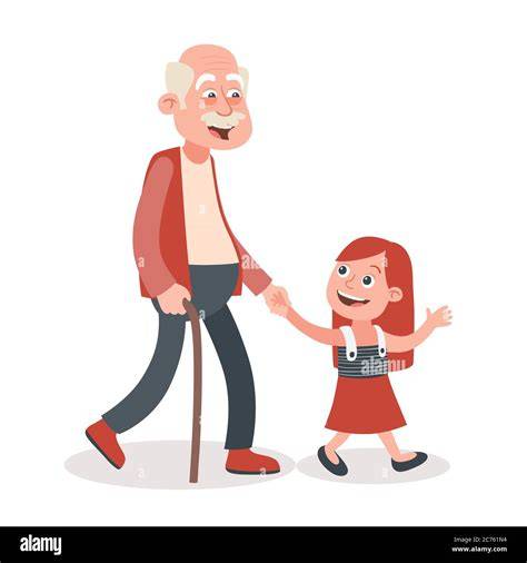 Grand-père et enfant main dans la main