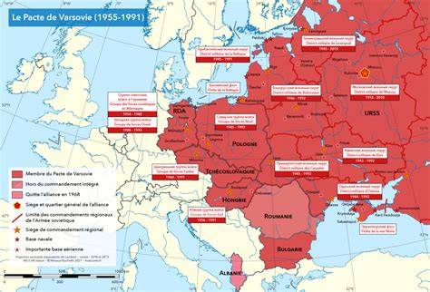 Carte de l'Europe divisée OTAN pacte Varsovie