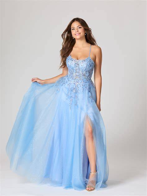 Robe de bal bleu cendré style Cendrillon