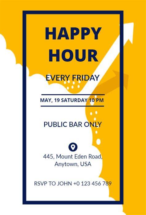 carte invitation happy hour visuel minimaliste