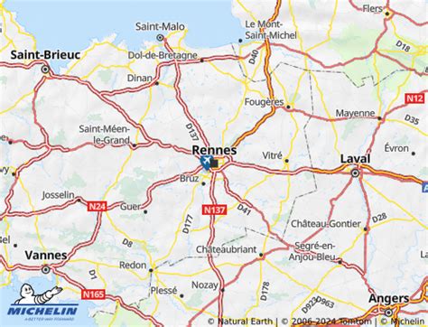 Carte de Rennes et itinéraire Saint-Jacques
