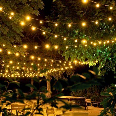 Guirlande guinguette lumineuse 10m blanc chaud sur arbre