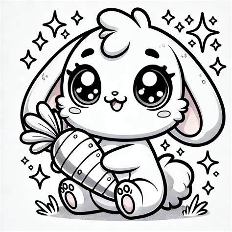 coloriage lapin Pâques kawaii emoji